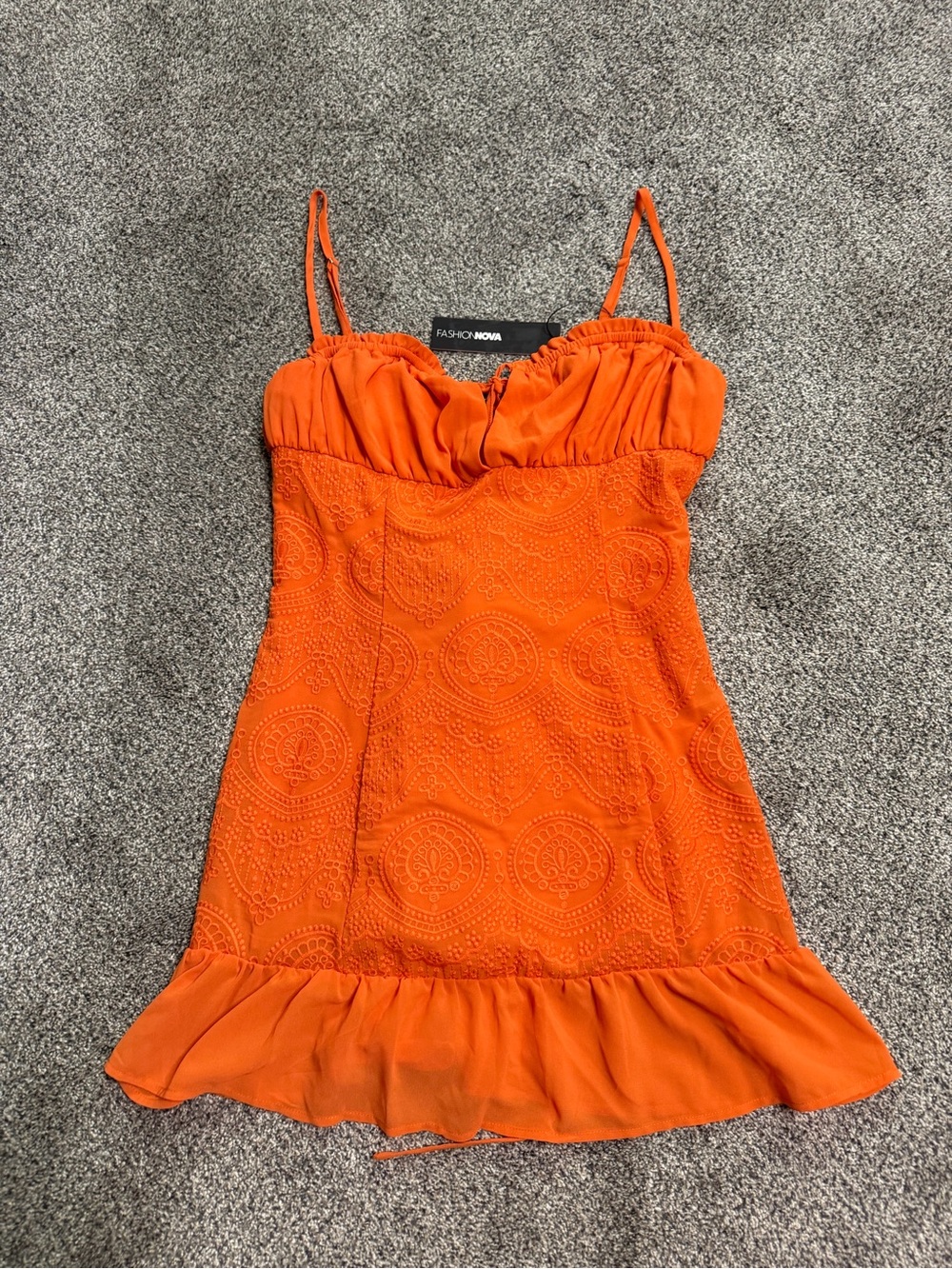 Fashion Nova Cora Crepe Mini Dress in Orange Size M NWT